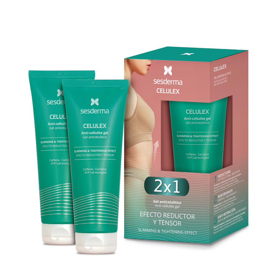 Sesderma Celulex Gel Anticelulítico 2x200ml es un pack promocional para combatir la celulitis y la grasa localizada en hombres y mujeres y todo tipo de piel.