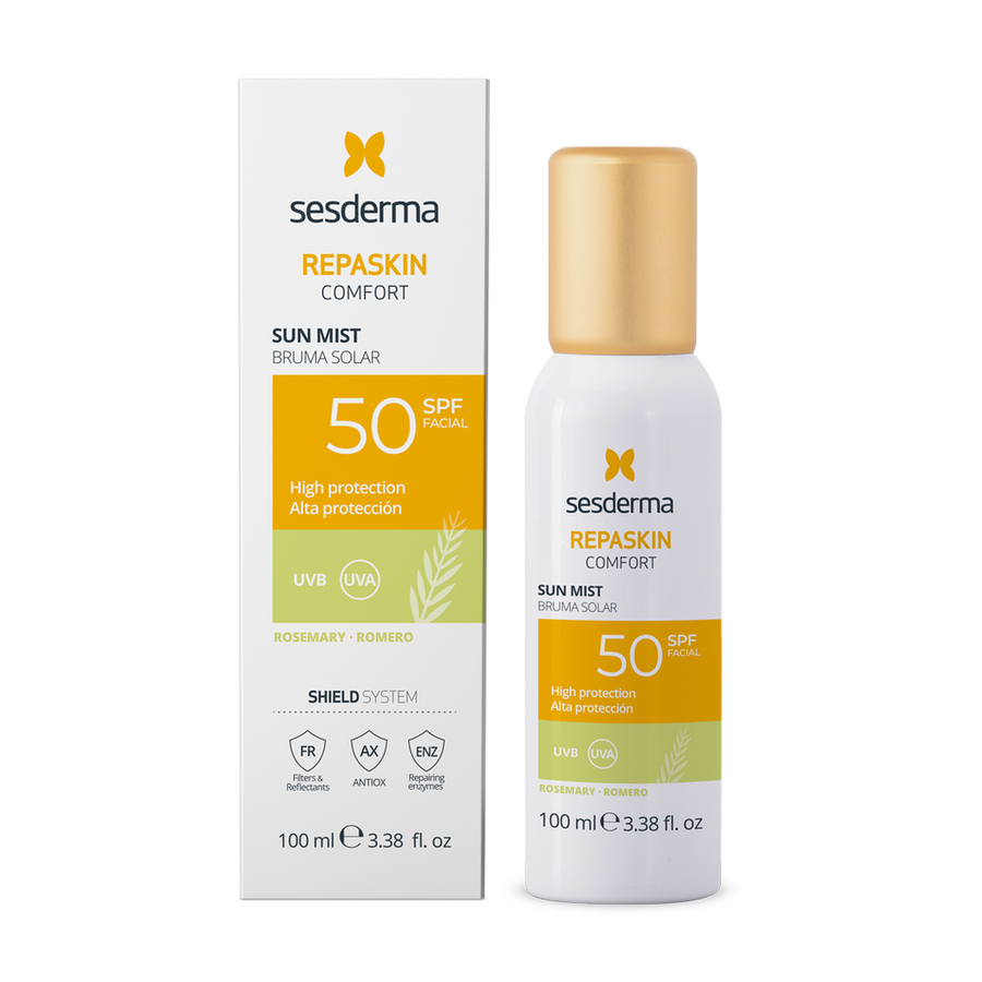 REPASKIN COMFORT Bruma solar SPF 50 de romero es el complemento perfecto para hacer frente a la exposición solar y llevar en el día a día.