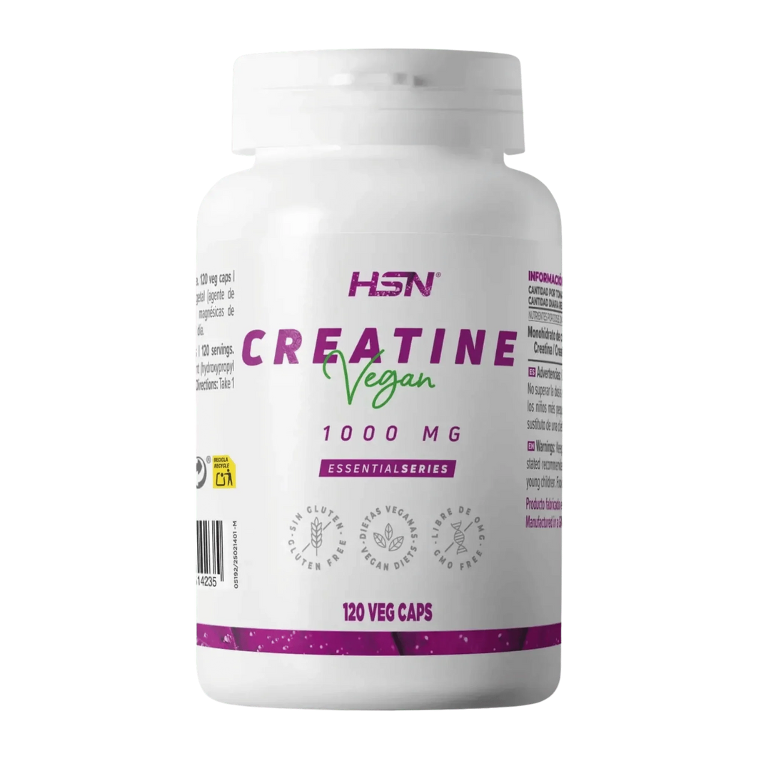 La Creatina Monohidrato HSN 1000 mg en cápsulas veganas es el complemento ideal para aumentar la fuerza, potenciar el rendimiento en entrenamientos de alta intensidad y favorecer el desarrollo muscular.