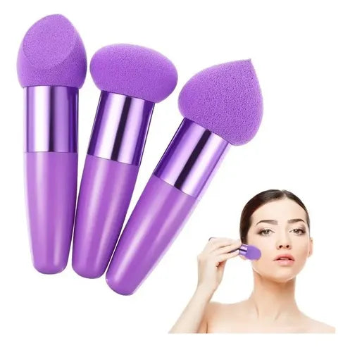 ESPONJA MAQUILLAJE LILA CON MANGO