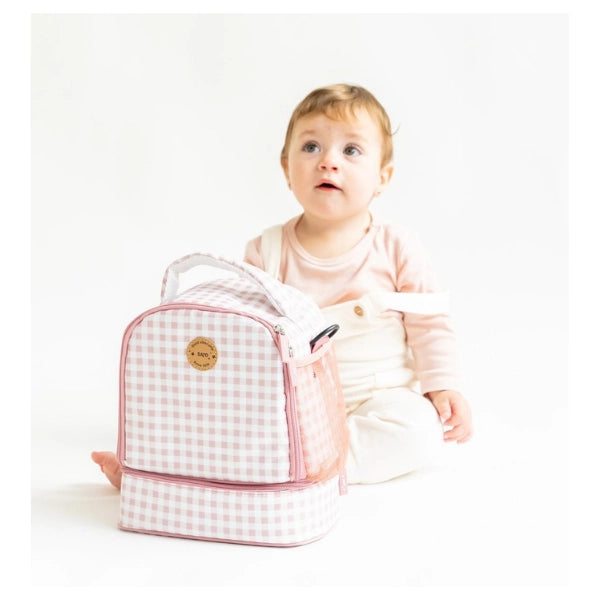 SARO BOLSA TERMICA CUADROS VICHY ROSA