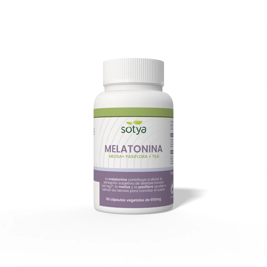Complemento alimenticio a base de melatonina, extracto de melisa, extracto de pasiflora y extracto de tila