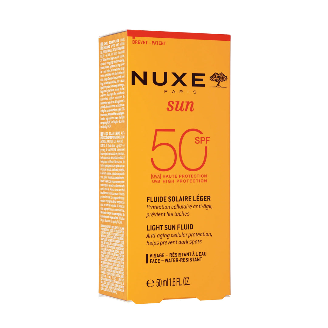 Descubre NUXE Sun Fluido Ligero Facial SPF 50 50 ml, el protector solar ideal para quienes buscan una defensa eficaz sin renunciar a una sensación ligera y confortable en la piel