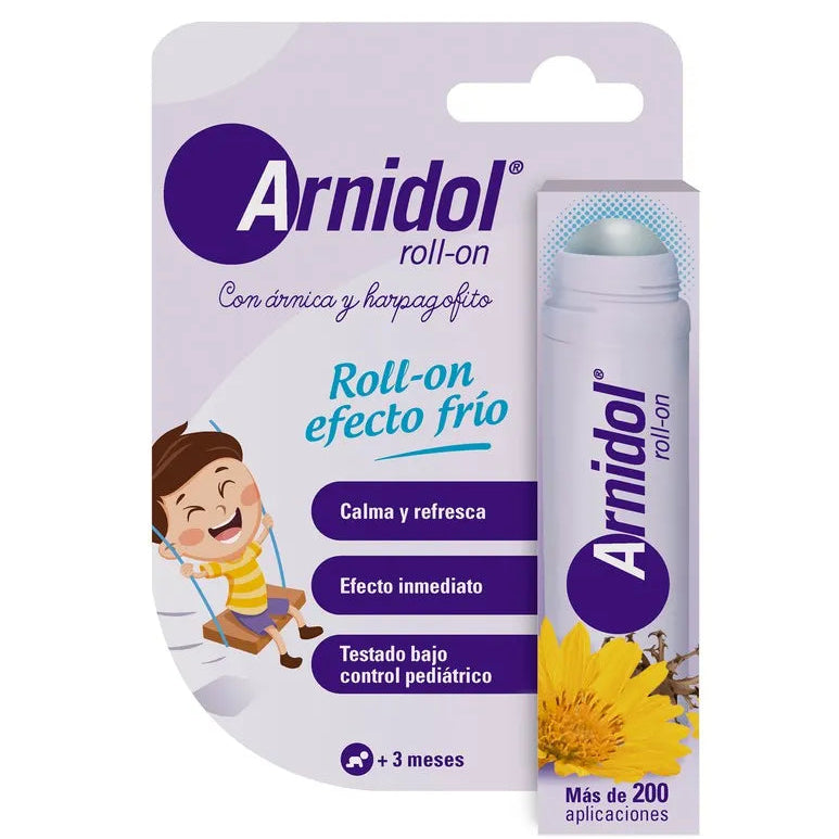 calma y refresca la piel tras los pequeños golpes de los niños y aporta un efecto frescor gracias a su nuevo formato ROLL-ON con bola metálica.