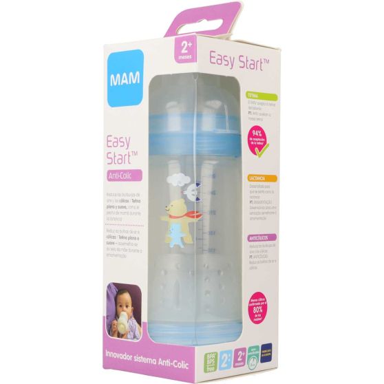 MAM BIBIERON EASY START ANTI-COLIC 260 ML. 2M+ AZUL