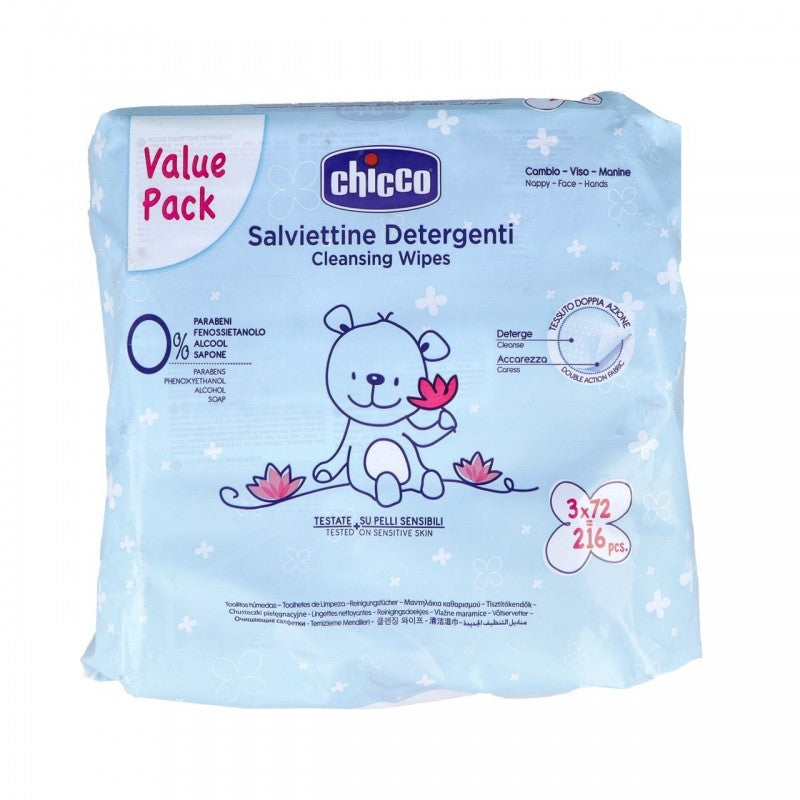 CHICCO - TRIPACK TOALLITAS HÚMEDAS (3 PAQUETES DE 72 UDS)