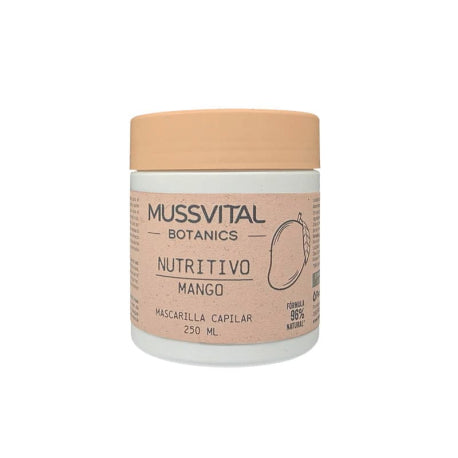 Nutrición intensiva y suavidad para tu cabello con Mussvital Mascarilla de Mango. Su fórmula enriquecida con extracto de mango ayuda a reparar, hidratar y revitalizar el cabello seco o dañado, devolviéndole su brillo natural y su elasticidad.