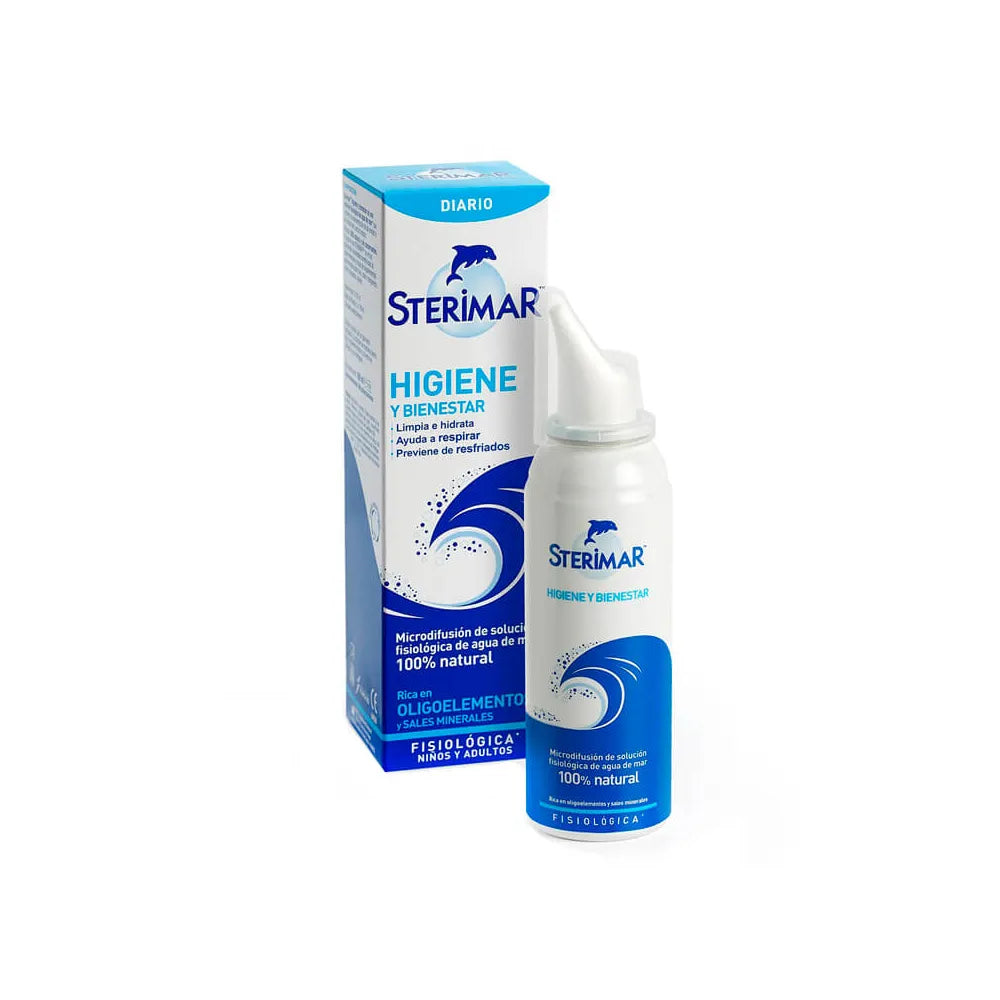 Cuida tu bienestar empezando por una buena higiene nasal. Con Sterimar Agua de Mar 100 ml, disfruta de una solución práctica para el cuidado y la limpieza de tu nariz cada día.