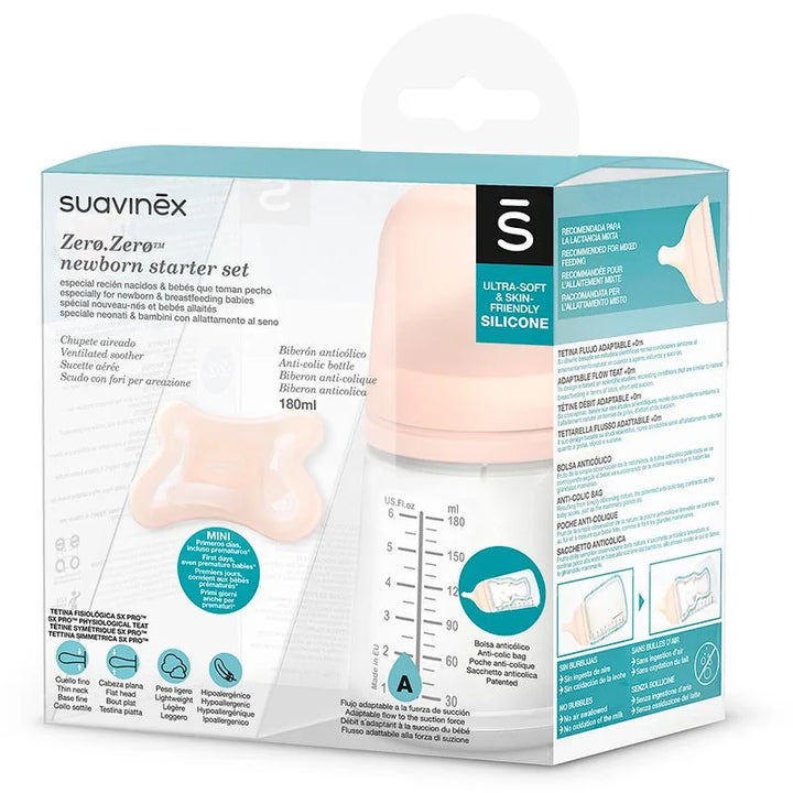 SUAVINEX ZERO ZERO SET LACTANCIA BIBERON 180ML + CHUPETE