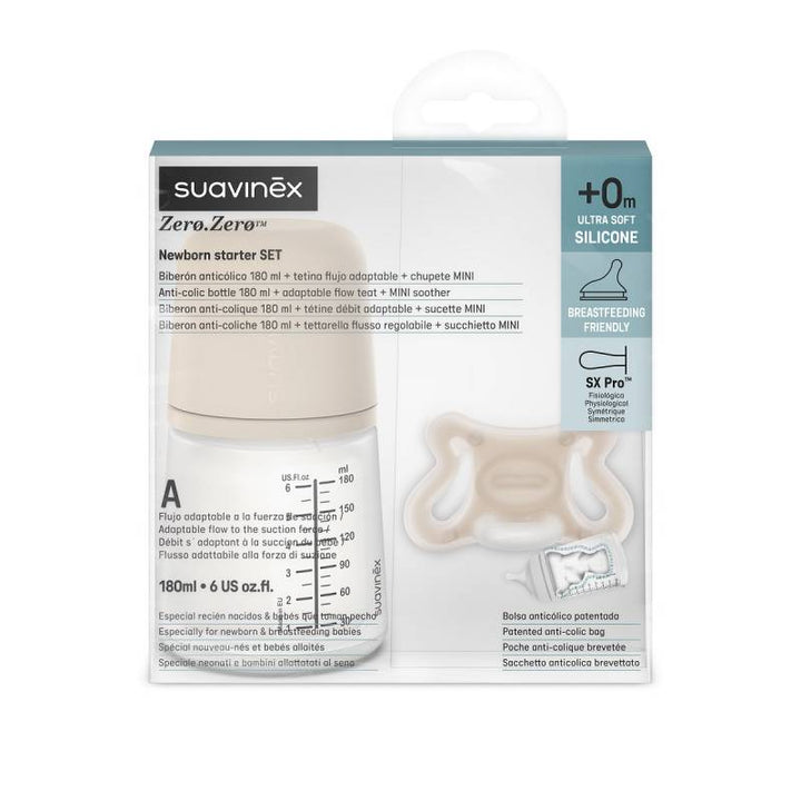 SUAVINEX ZERO ZERO SET LACTANCIA BIBERON 180ML + CHUPETE