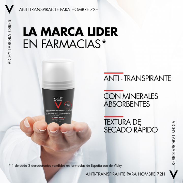 VICHY ANTI-TRANSPIRANTE HOMBRE ROLON 72 HORAS