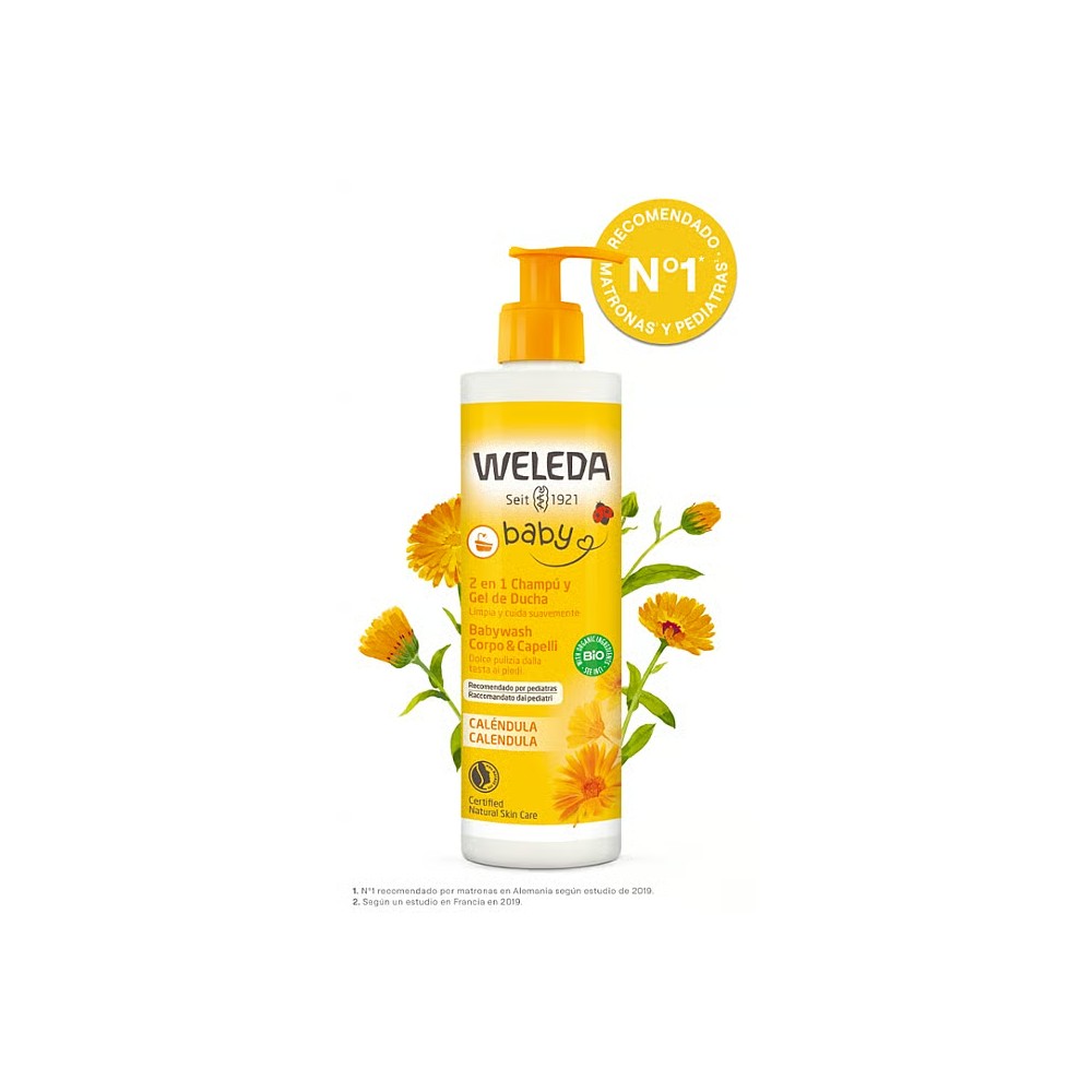 Gel Champú de Caléndula Weleda Bebé ha sido especialmente formulado para la higiene diaria del cabello y el cuerpo del bebé.&nbsp;