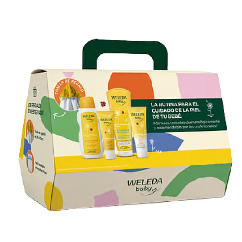 Este set incluye todo lo que necesitas para proteger y mimar a tu bebé:&nbsp;crema para el cambio de pañal (75 ml), aceite para masajes (200 ml), crema facial (50 ml) y un práctico champú y gel de ducha (200 ml),